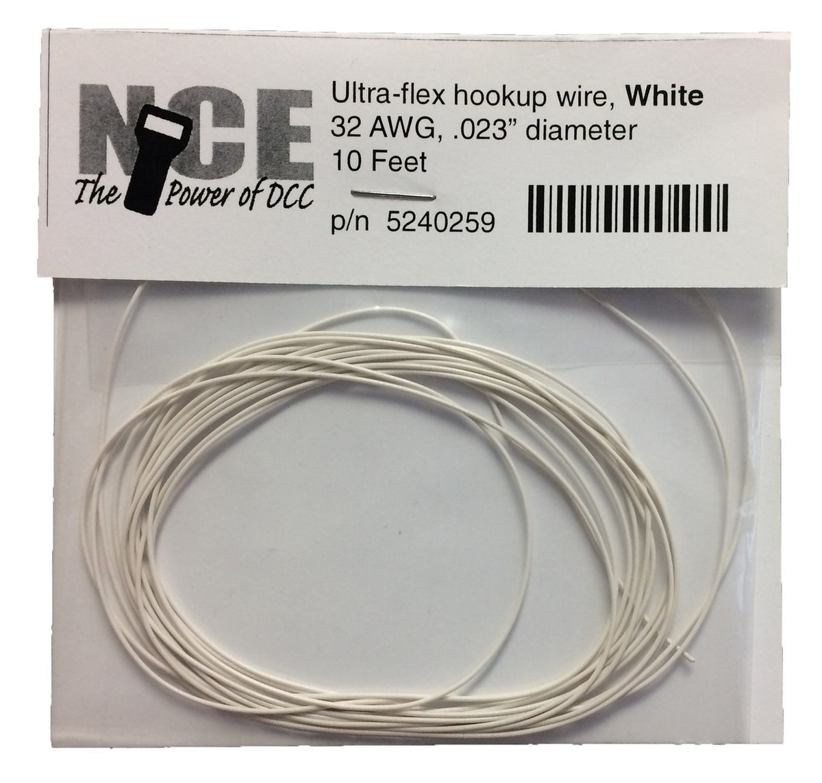 NCE DCC 5240259 10' of 32 Gauge Wire, White