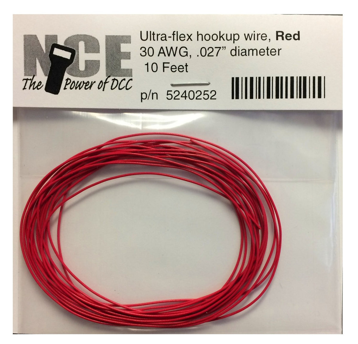 NCE DCC 5240252 10' of 30 Gauge Wire, Red