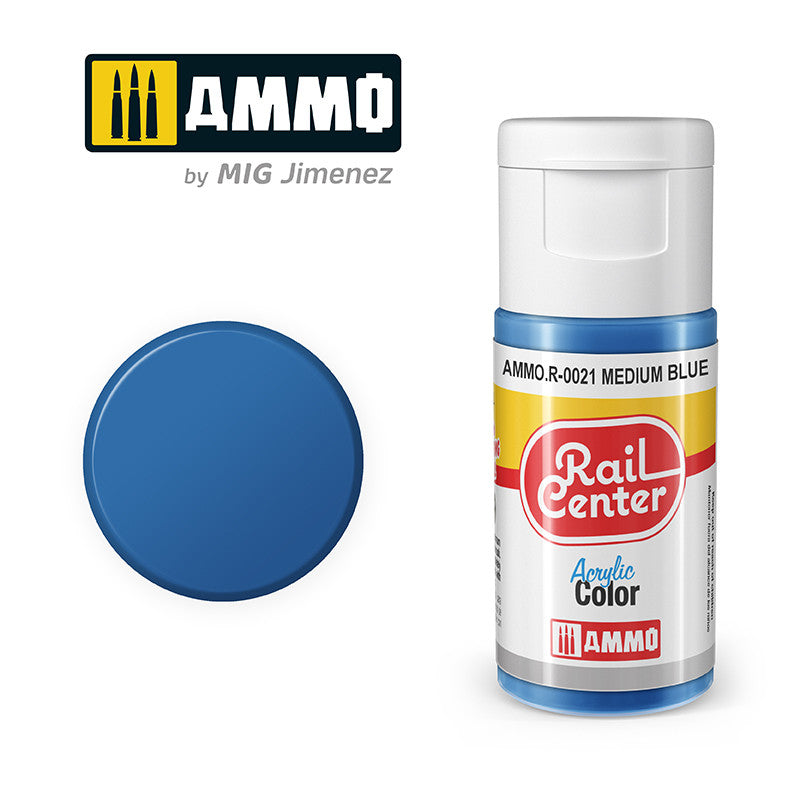 AMMO RailCenter Acrylic Color AMMO.R-0021 MEDIUM BLUE - 15ml Bottle