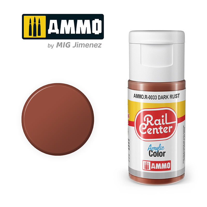 AMMO RailCenter Acrylic Color AMMO.R-0033 DARK RUST - 15ml Bottle