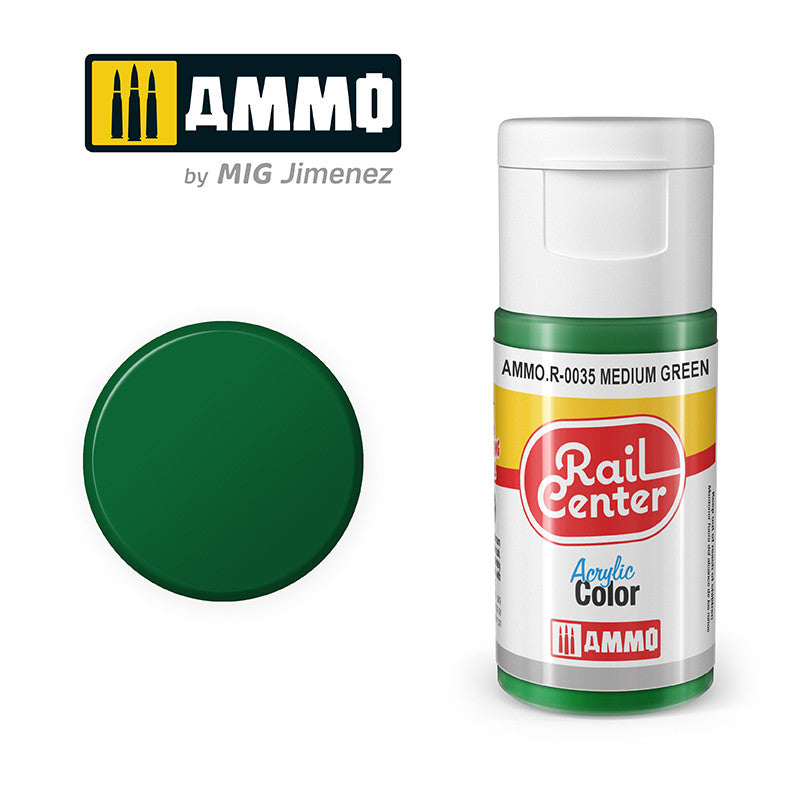 AMMO RailCenter Acrylic Color AMMO.R-0035 MEDIUM GREEN - 15ml Bottle