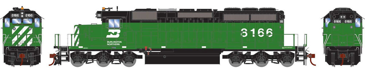 Athearn HO ATH-1249 DCC/Econami Sound Equipped EMD SD40-2 Locomotive Burlington Northern BN #8166