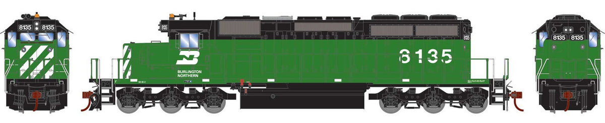 Athearn HO ATH-1250 DCC/Econami Sound Equipped EMD SD40-2 Locomotive Burlington Northern BN #8135