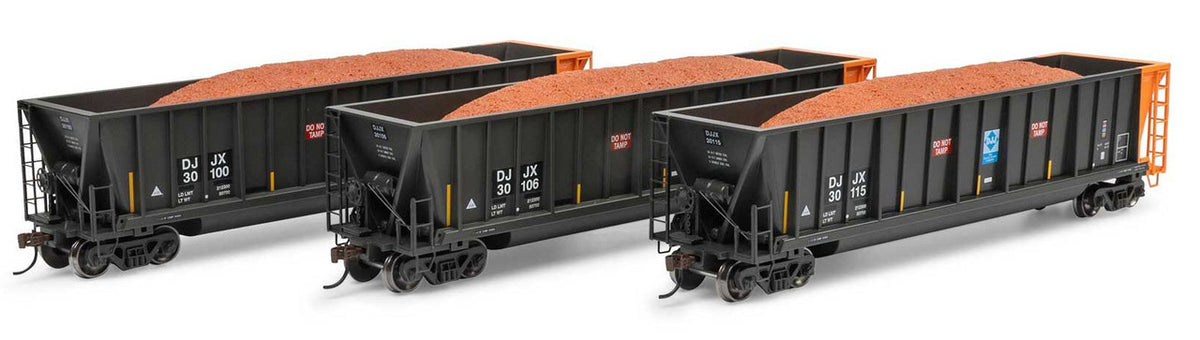 Athearn HO ATH-1400 Berwick Bathtub Gondola with Load 'Primed For Grime' DJJX 3-Pack