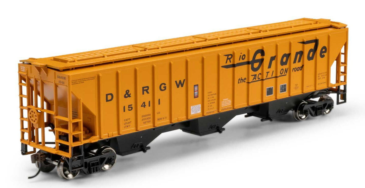 Athearn HO ATH-2364 Pullman-Standard PS 4740 Covered Hopper Rio Grande DRGW #15411