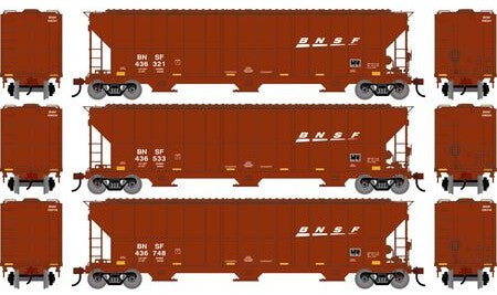 Athearn HO ATH-2484 FMC 4700 Covered Hopper Burlington Northern BNSF #436321/436533/436748 3-Pack