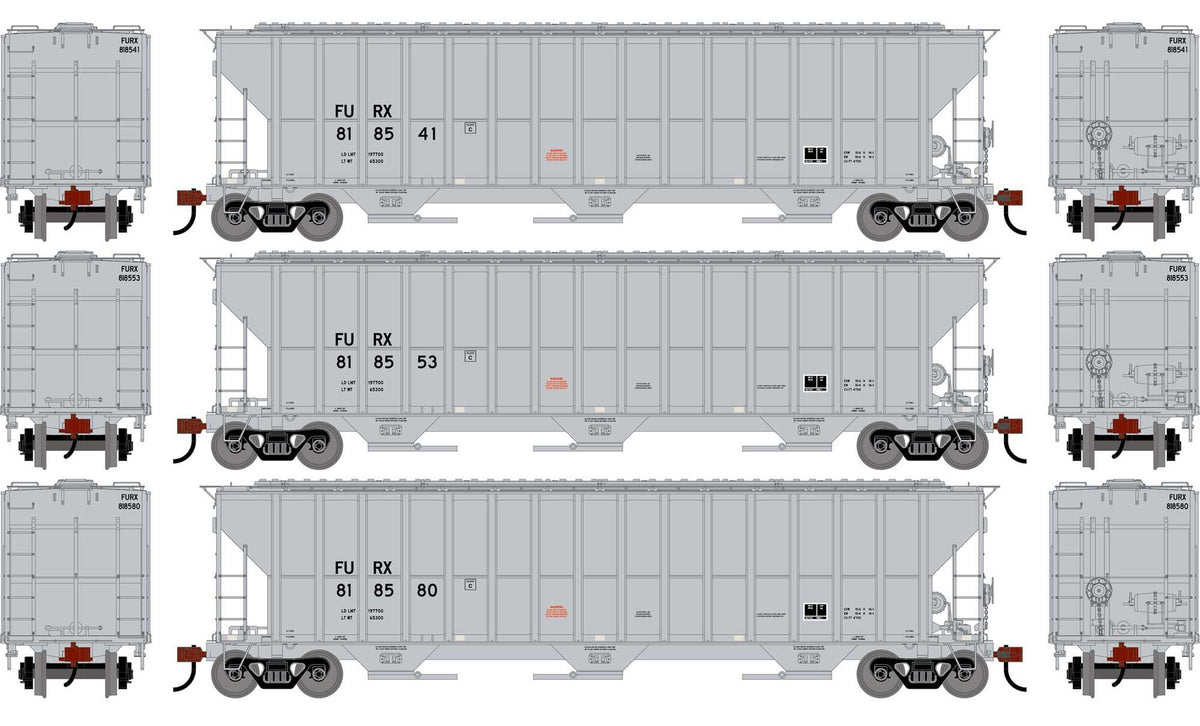 Athearn HO ATH-2490 FMC 4700 Covered Hopper FURX #818541/818553/818580 3-Pack