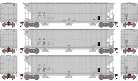 Athearn HO ATH-2493 FMC 4700 Covered Hopper Primed For Grime KYLE #102365/102391/102406 3-Pack