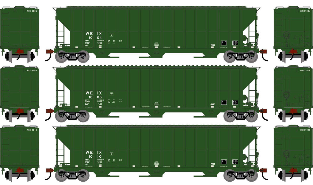 Athearn HO ATH-2496 FMC 4700 Covered Hopper WEIX #1004/1005/1010 3-Pack