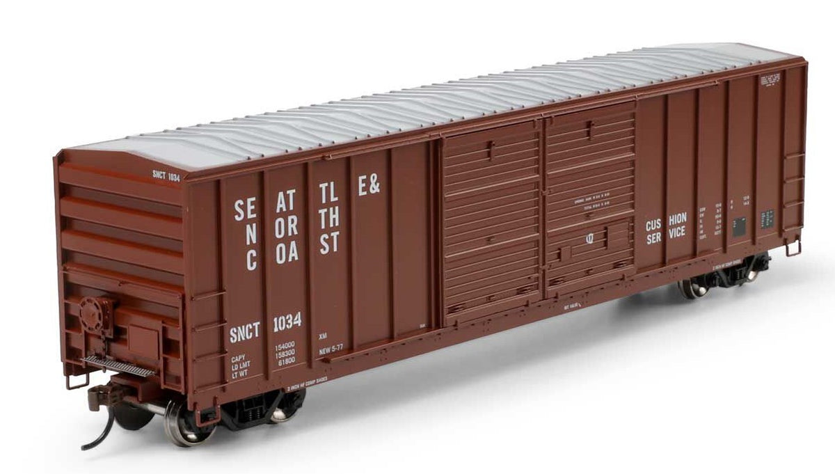 Athearn HO ATH-2922 50' FMC 5077 Centered Double Door Box Car Seattle & North Coast SNCT #1034