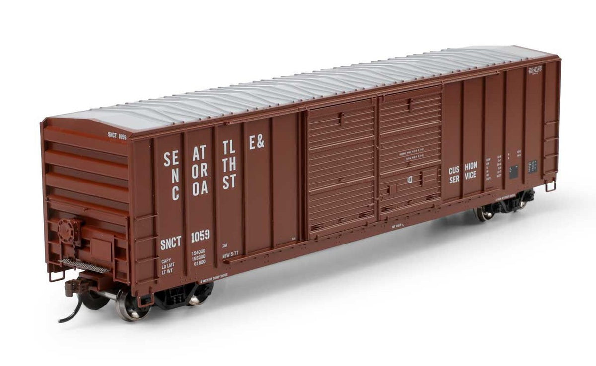 Athearn HO ATH-2923 50' FMC 5077 Centered Double Door Box Car Seattle & North Coast SNCT #1059