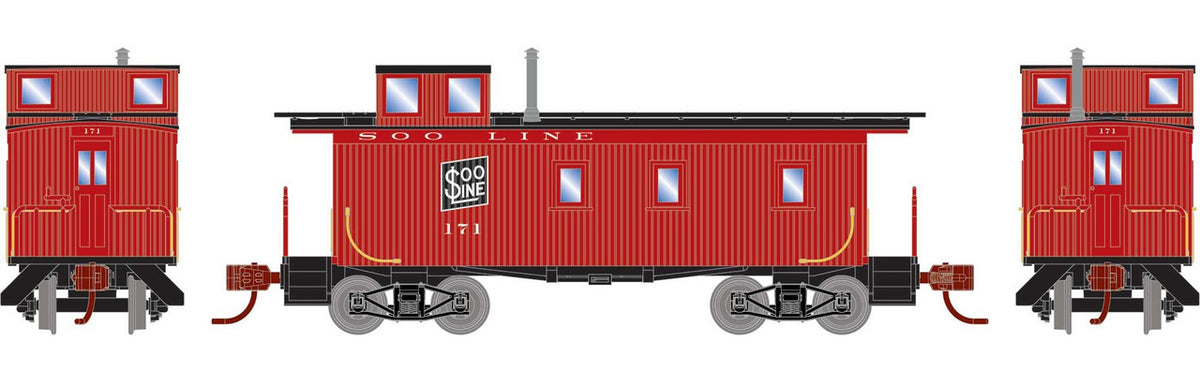 Athearn N ATH12089 30' 3-Window Caboose SOO Line SOO #171