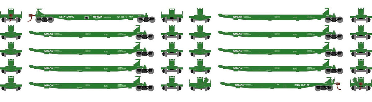 Athearn RTR HO ATH15663 IMPACK Spine Car SSIX #100102 10-Pack