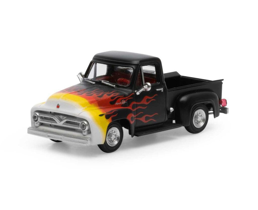 Athearn RTR HO ATH26464 1955 Ford F-100 Pickup Truck Black w/Flames