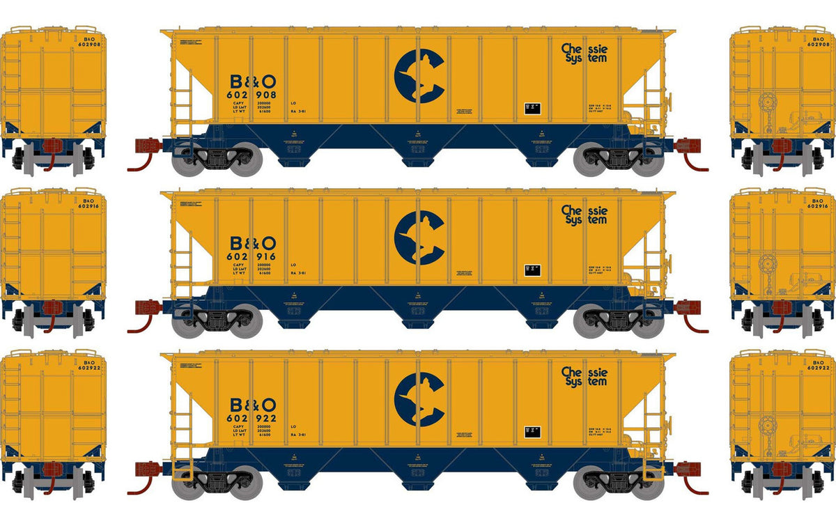 Athearn N ATH27406 PS 4427 Covered Hopper Chessie System B&O 3-Pack