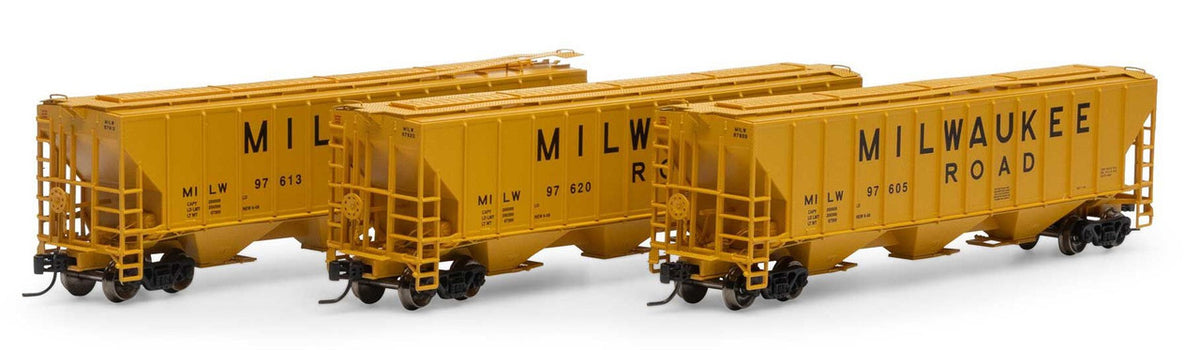 Athearn N ATH27412 PS 4427 Covered Hopper Milwaukee Road MILW 3-Pack