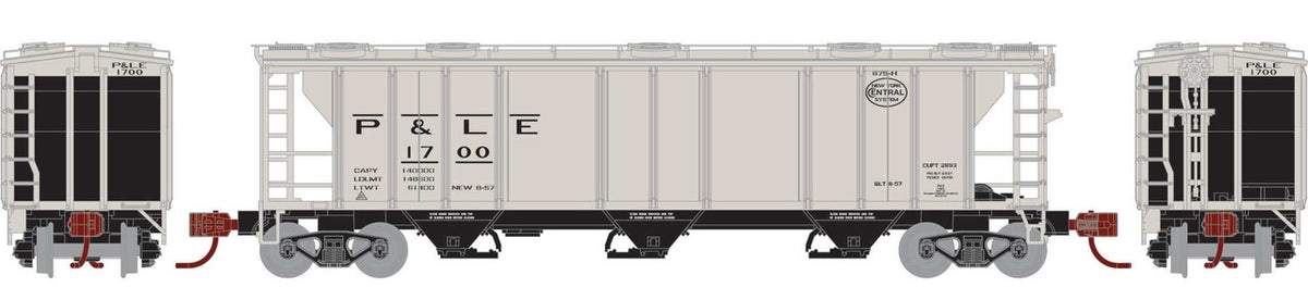 Athearn N ATH28340 Pullman Standard PS-2 2893 3-Bay Covered Hopper Pittsburgh & Lake Erie P&LE #1700