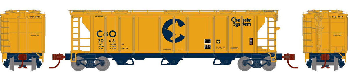 Athearn N ATH28347 PS-2 2893 3-Bay Covered Hopper Chessie System C&O #2063