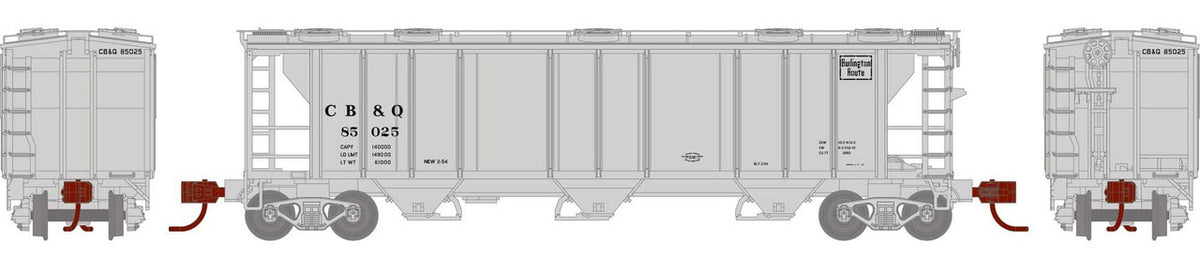 Athearn N ATH28351 PS-2 2893 3-Bay Covered Hopper Burlington Route CB&Q #85025