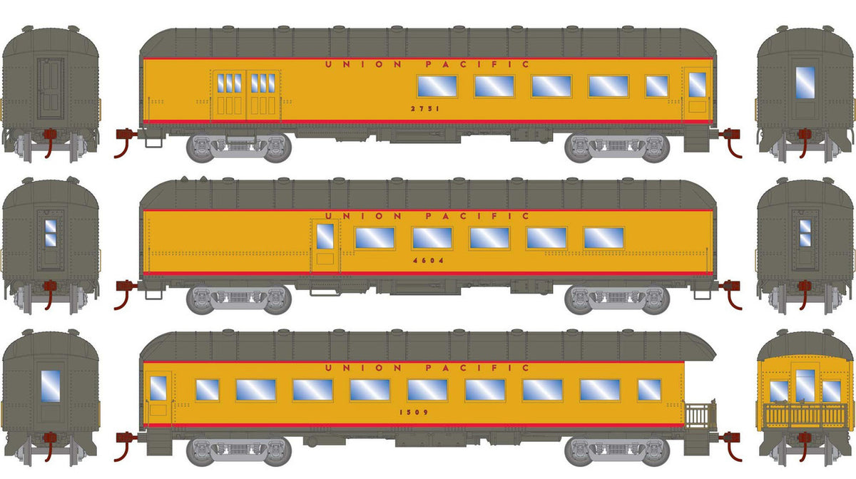 Athearn RTR HO ATH73037 Arch Roof Passenger Car Set Union Pacific UP 3-Pack