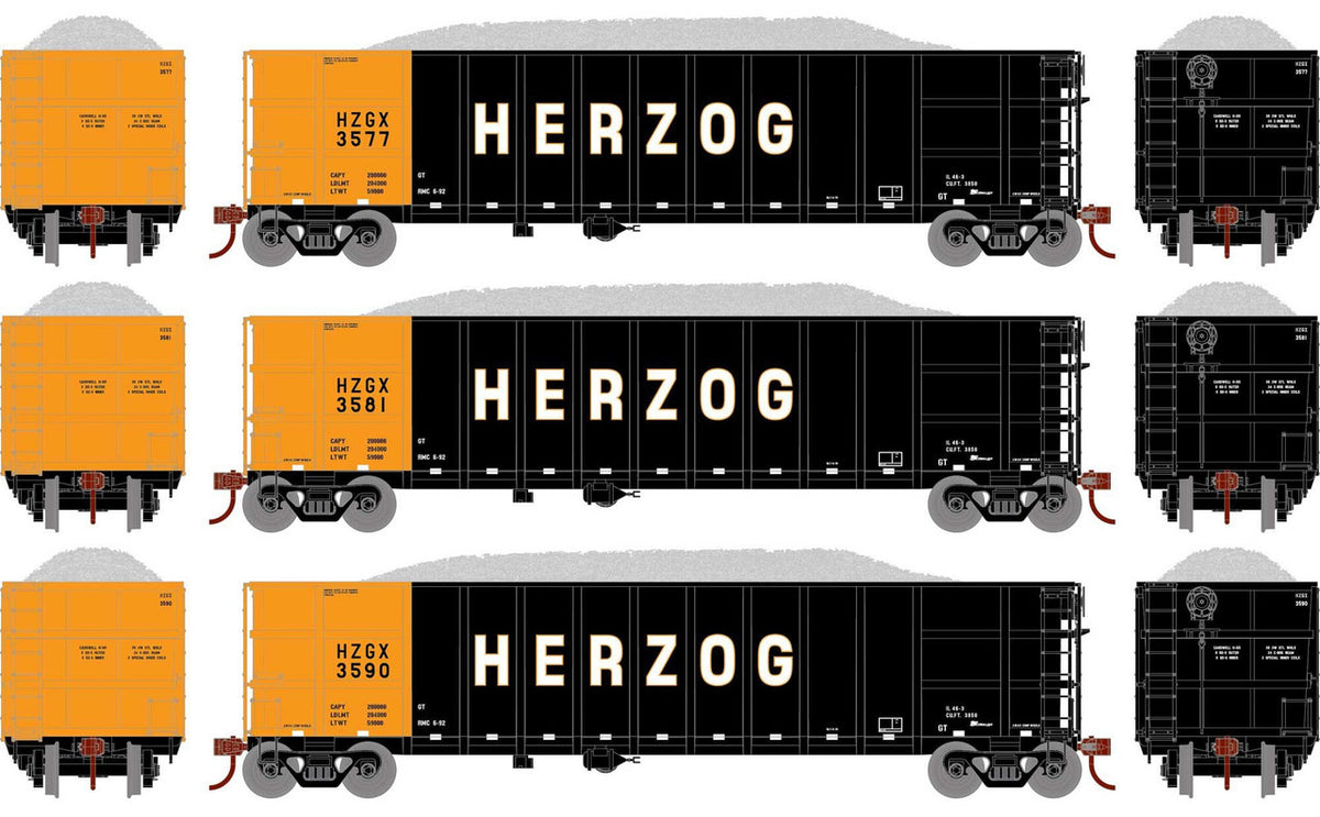 Athearn HO ATH7669 Thrall High Side Gondola with Load Herzog HZGX #2 3-Pack