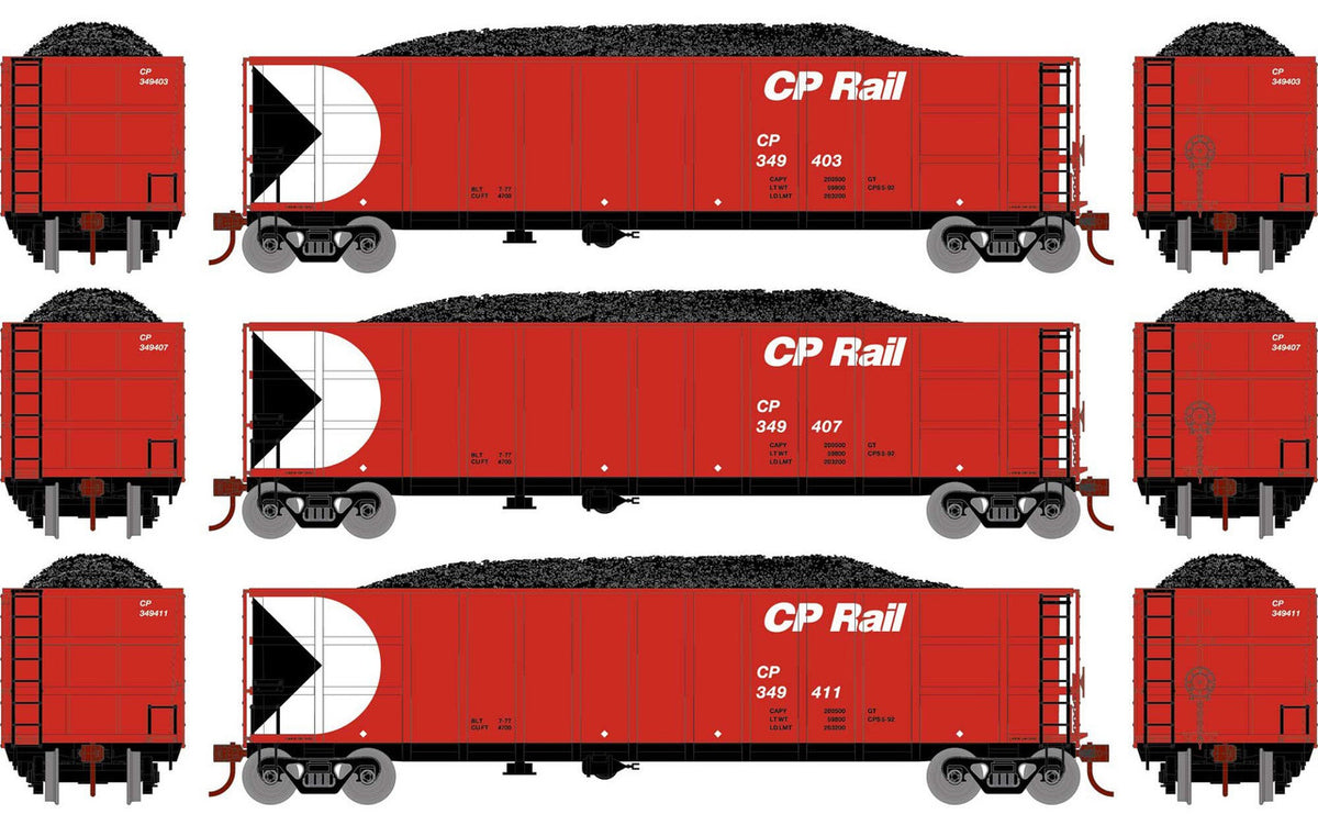 Athearn HO ATH7671 Thrall High Side Gondola with Load CP Rail CP #1 3-Pack