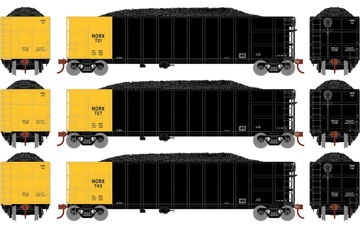 Athearn HO ATH7681 Thrall High Side Gondola with Load NORX #2 3-Pack