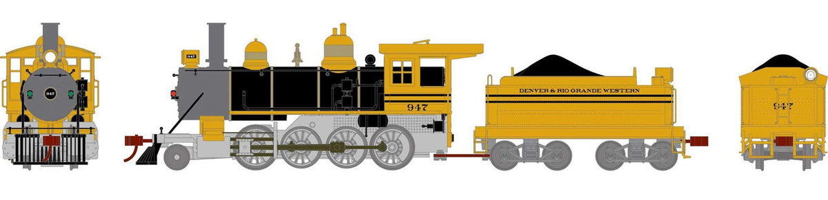 Athearn HO ATH85012 DCC/Econami Sound Equipped Old Time 2-8-0 Steam Locomotive D&RGW #947