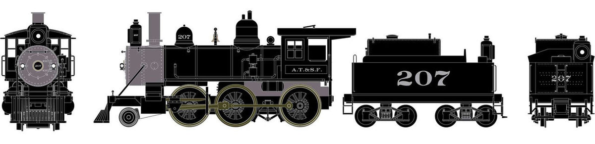 Athearn RTR HO ATH87311 DCC/Econami Sound Equipped Old Time 2-6-0 Mogul Steam Locomotive Santa Fe ATSF #207