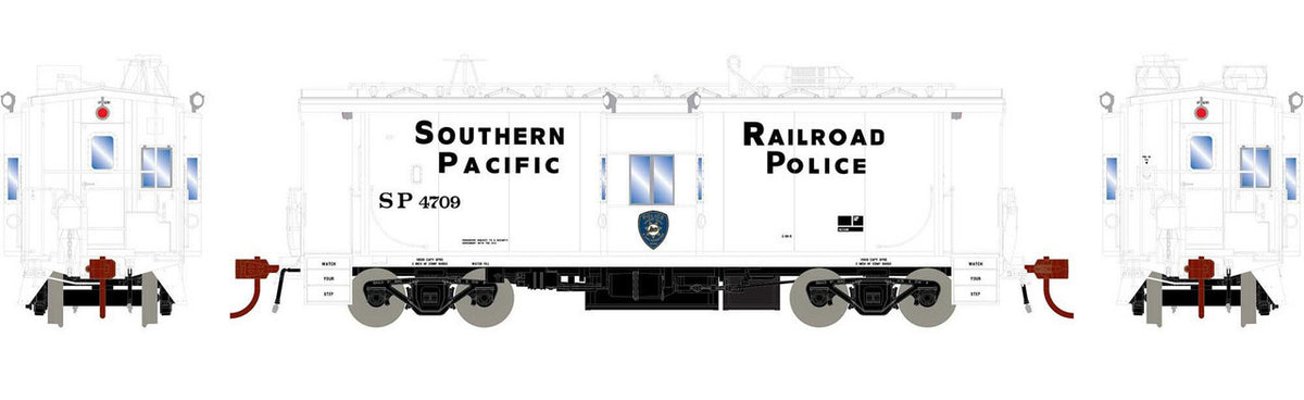 Athearn Genesis HO ATHG78595 DCC/NCE Decoder Equipped ICC Bay Window Caboose with Lights Southern Pacific 'Police' SP #4709