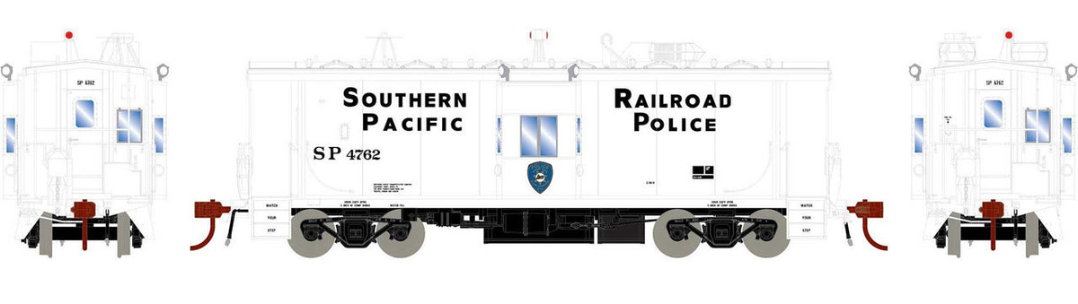 Athearn Genesis HO ATHG78597 DCC/NCE Decoder Equipped ICC Bay Window Caboose with Lights Southern Pacific 'Police' SP #4762