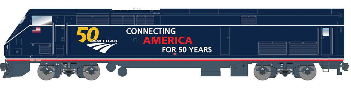 Athearn Genesis HO ATHG81314 DCC/Tsunami 2 Sound Equipped GE AMD103 / P42 Genesis Locomotive Amtrak '50th Anniversary Midnight Blue' AMTK #100