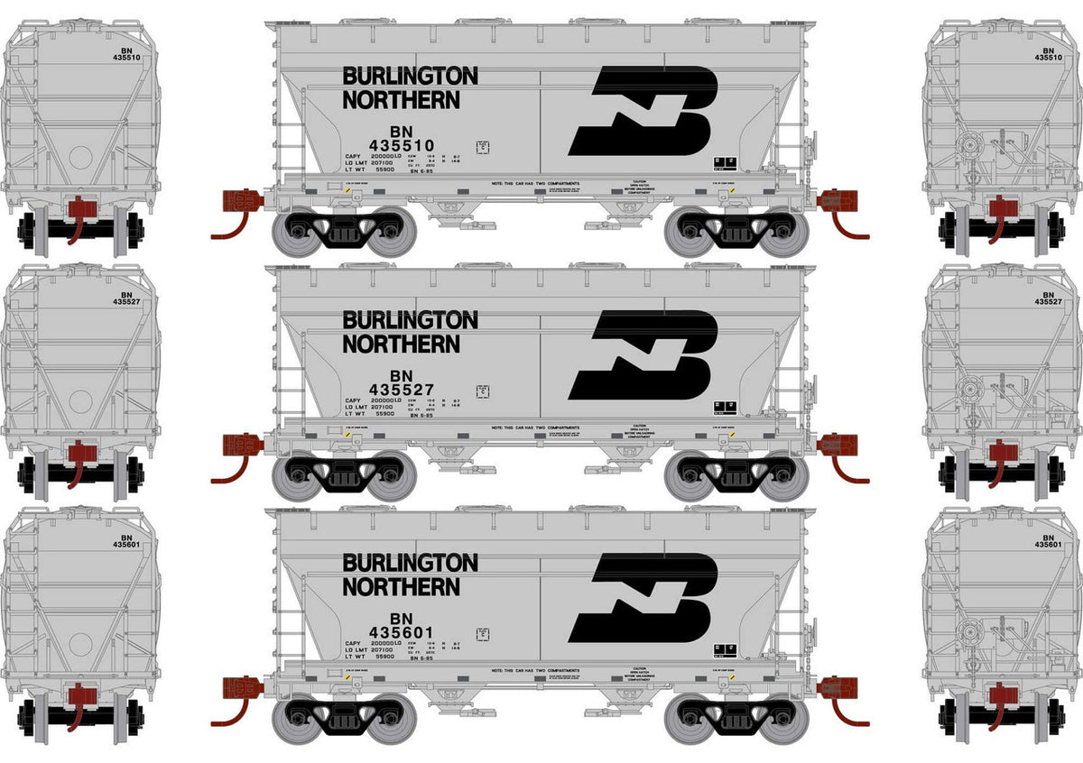 Athearn Genesis N ATHGN24688 ACF 2970 Covered Hopper Burlington Northern BN 3-Pack