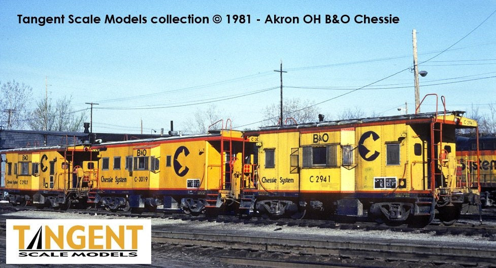 Tangent Scale Models HO 60017-01 International Car Company B&O Class I-18 Steel Bay Window Caboose Chessie System 'Raceland Repaint 1980+' B&O #C3019