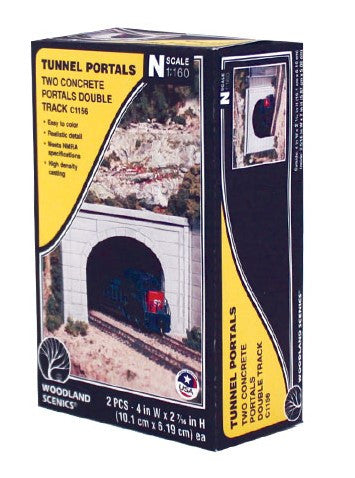 Woodland Scenics N C1156 Double Track Tunnel Portal Concrete - 2 Pieces