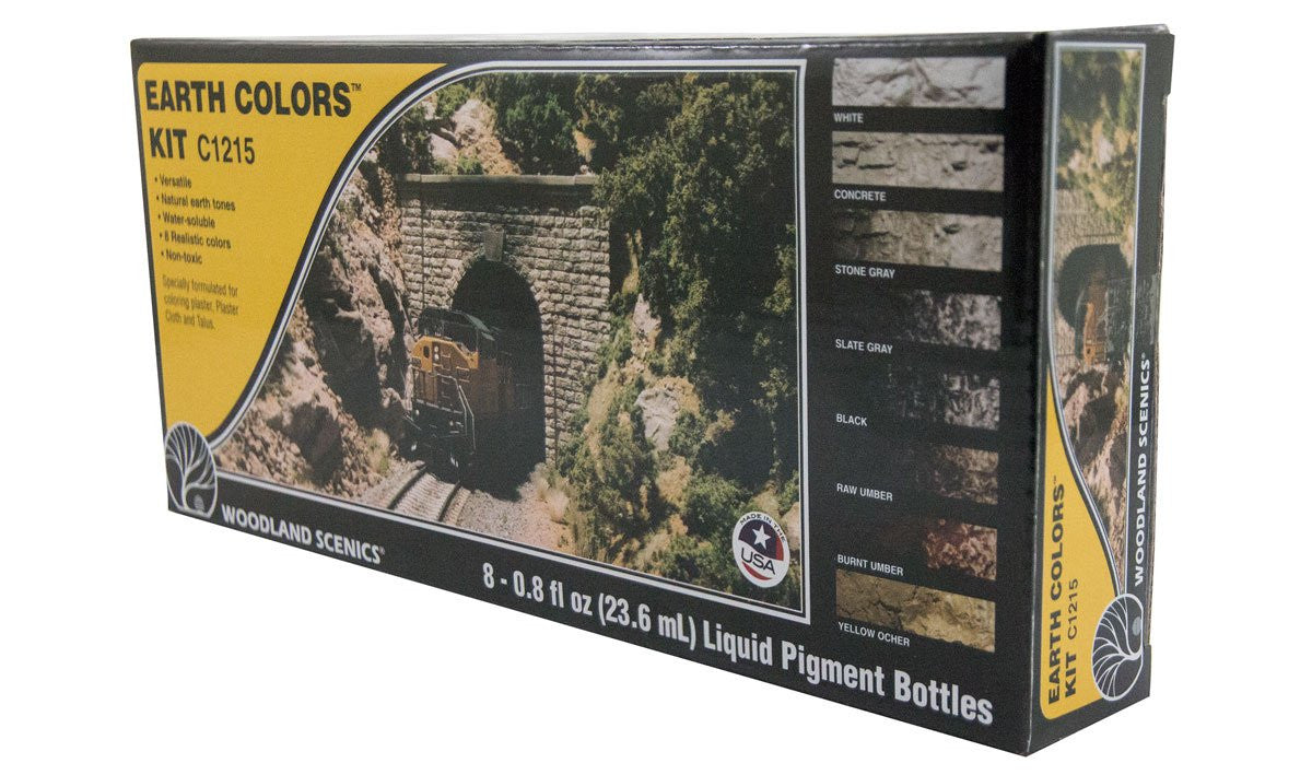 Woodland Scenics C1215 Earth Colors Kit - 8 Assorted 0.676 fl oz Liquid Pigment Bottles