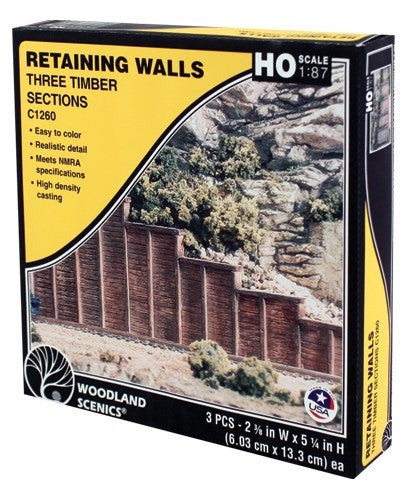 Woodland Scenics HO C1260 Retaining Wall Cut Timber