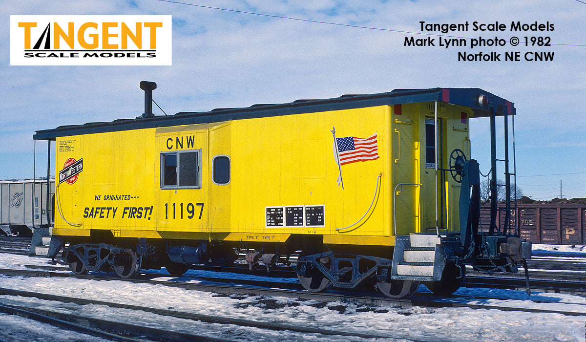 Tangent Scale Models HO 60522-01 ICC CNW Bay Window Caboose Chicago & Northwestern Zito Yellow - 'We Originated Safety First' 1981+ CNW #11152