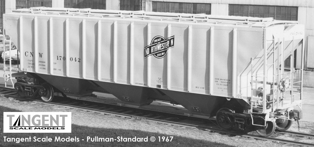 Tangent Scale Models HO 21027-08 Pullman-Standard PS-2 4427 High Side Covered Hopper Chicago North Western 'Delivery 1-1967' CNW #170111