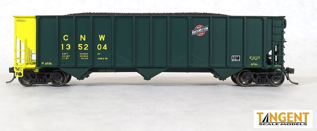 Tangent Scale Models HO 24061-02 Pullman-Standard PS 4000 100T Triple Coal Hopper Chicago & North Western Phase 2 'Clinton Repaint 8-1985' CNW #135201