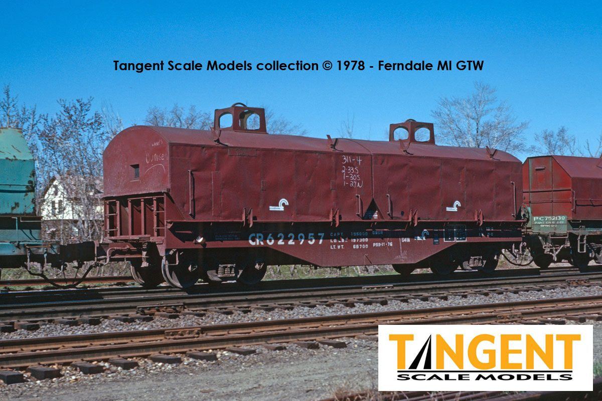 Tangent Scale Models HO 27012-01 PRR Samuel Rea Shops G41A Coil Car 'G41A Repaint 1976' w/ Hoods Conrail CR #622937