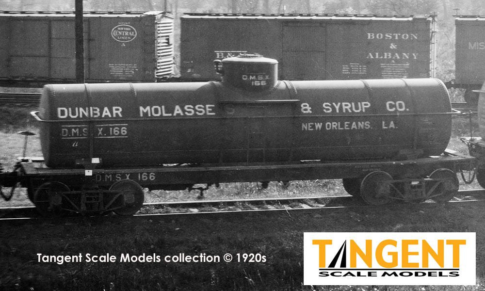 Tangent Scale Models HO 19016-04 General American GATC 8,000 Gallon 1917-Design Radial Course Tank Car 'Dunbar Molasses New Orleans 1919+' DMSX #165