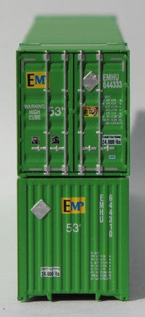 Jacksonville Terminal Company N 537025 53' High Cube Corrugated Side Containers EMP '6443xx series' green 2-Pack