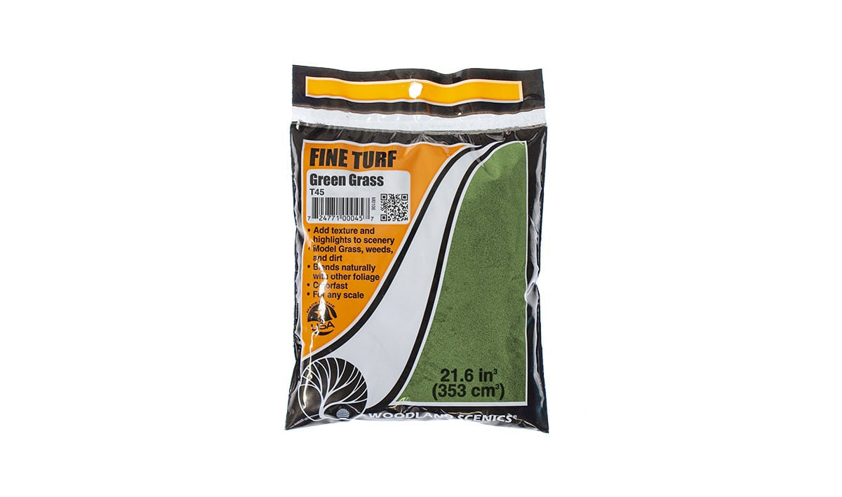Woodland Scenics T45 Fine Turf - Bag - Green Grass