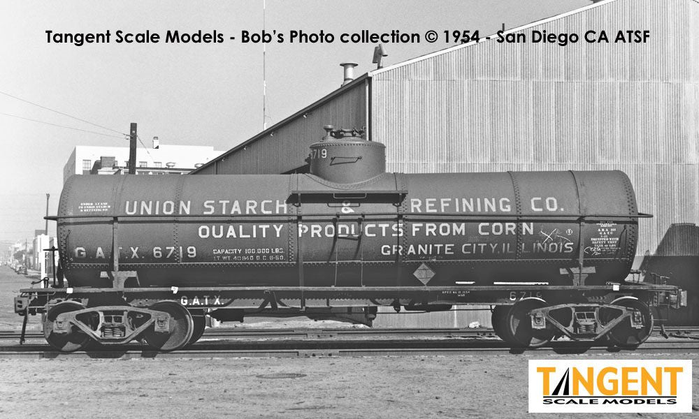 Tangent Scale Models HO 19017-10 General American GATC 8,000 Gallon 1917-Design Radial Course Tank Car 'Union Starch and Refining Company 1950+' GATX #6724