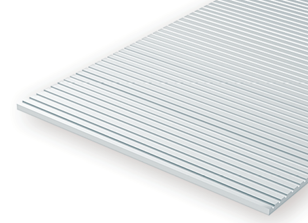 Evergreen Scale Models O 2067 - .020" Thick .067" Groove Spacing Opaque White Polystyrene O Scale Freight Car Siding - 1 Piece