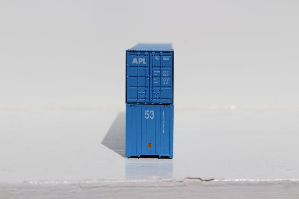 Jacksonville Terminal Company N 535005 53' High Cube Container American President Lines APL Faded Paint Vertical Logo 2-Pack