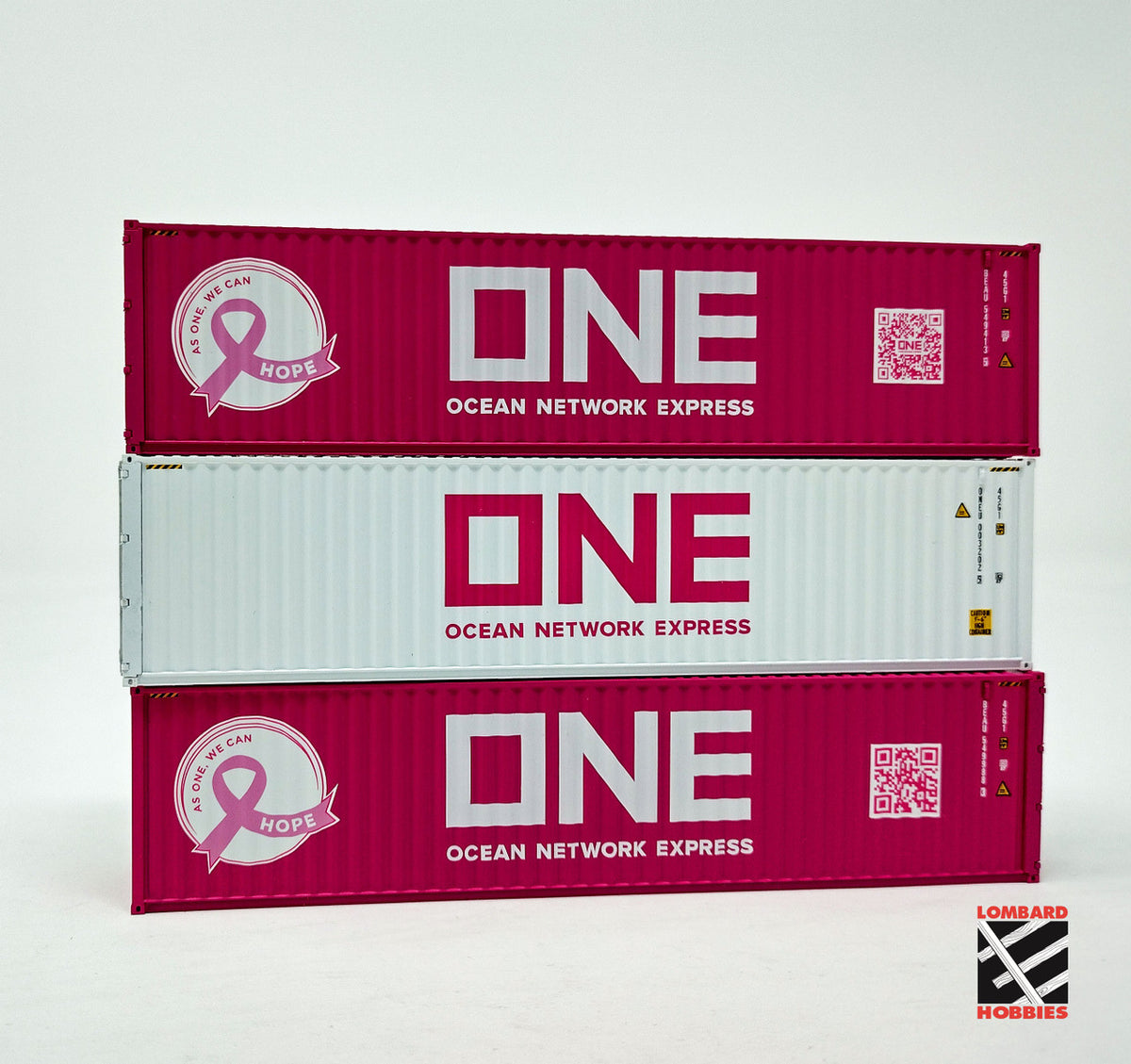 Aurora Miniatures HO HCBONT4-LH1 40′ Hi-Cube Dry Containers ONE 'GCXU' Magenta 3-Pack Lombard Hobbies EXCLUSIVE #1
