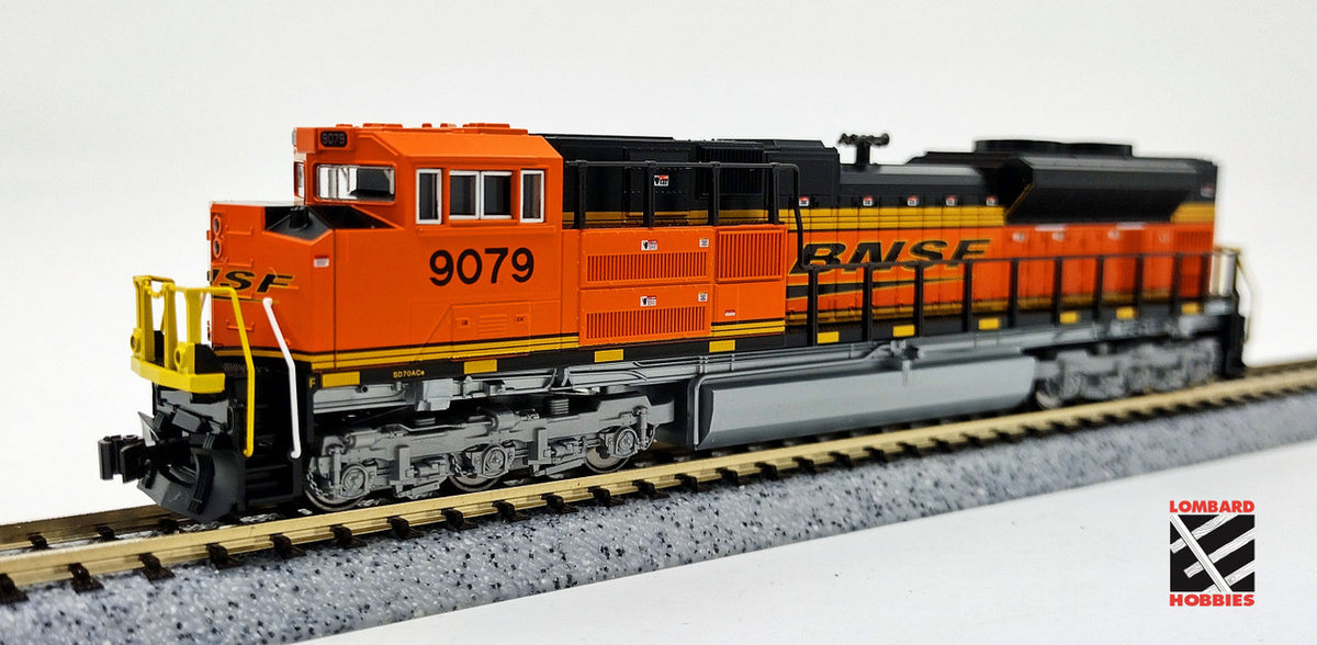 Kato N 176-8527-LS-DMW with DCC/ESU LokSound V5 EMD SD70ACe Locomotive with Nose Headlight BNSF Railway 'Wedge Logo' BNSF #9079