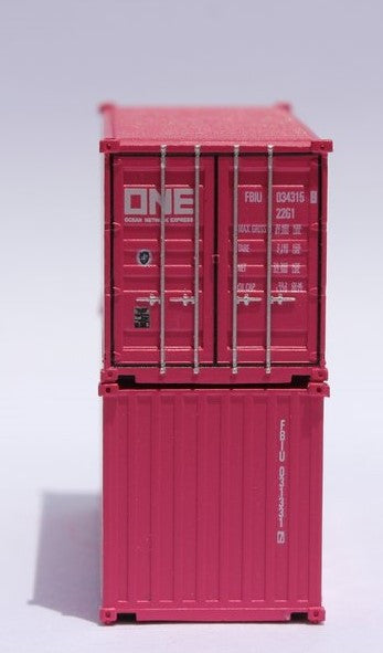 Jacksonville Terminal Company N 205366 20' Standard Height Container OCEAN NETWORK EXPRESS - ONE 2-Pack